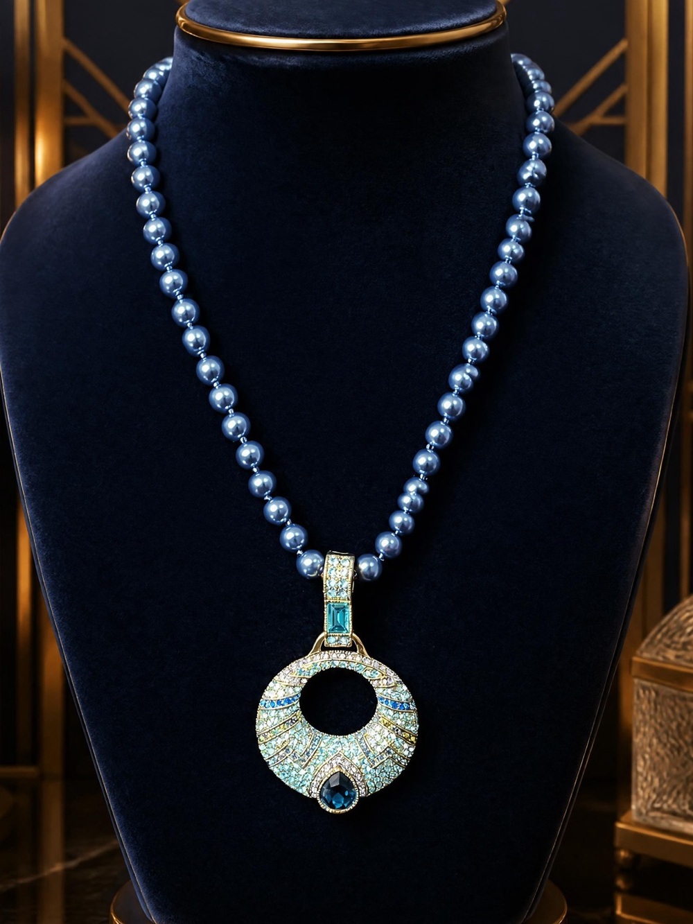 Heidi Daus Sparkling Solution Crystal Pendant Pearl Statement Necklace 1842